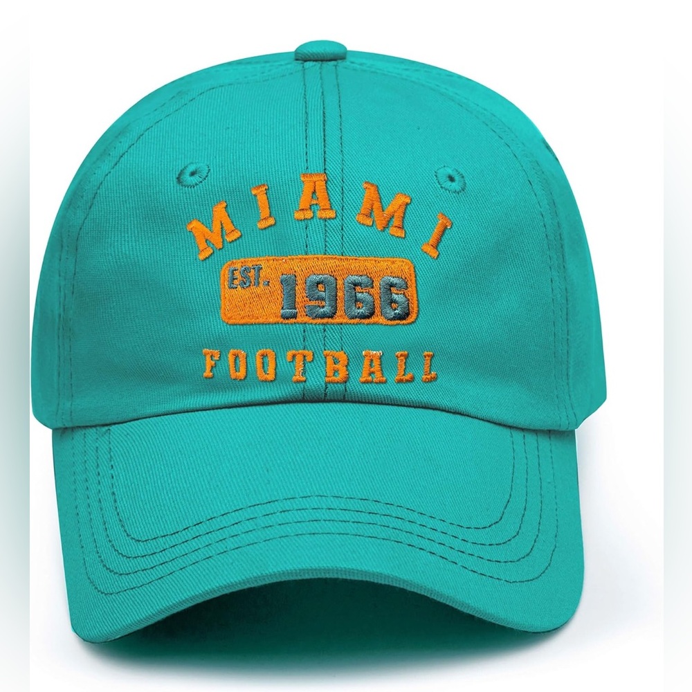 Miami Football Generic Adjustable Hat Cap Teal/Orange One Size
Unisex- NEW